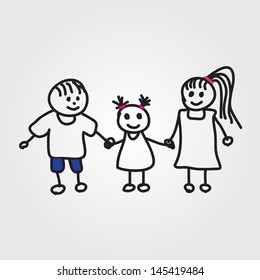 children vector hand drawn
