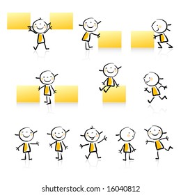 children vector hand drawn style educational icon set. Cute girl character series, grouped and layered for easy editing. See similar in my portfolio