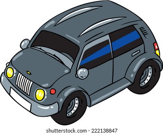 Children vector illustration of big gray offroader or jeep.