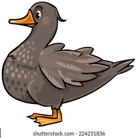 Children vector illustration of fat brown duck