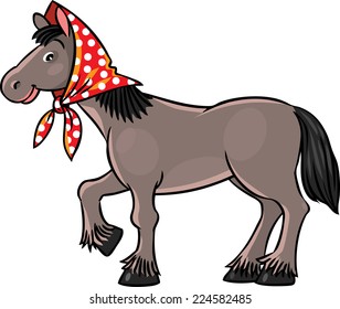 Children vector illustration of funny horse in headscarf