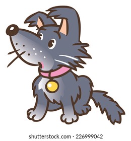 Children vector illustration of funny little dog or puppy