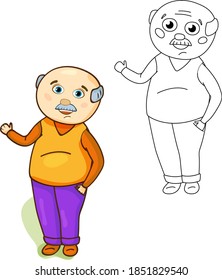 children vector illustration grandfather waving hand