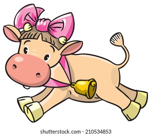 Children vector illustration of pretty funny baby cow