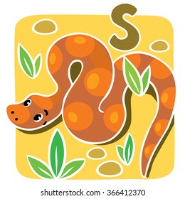 Children vector illustration of snake. Alphabet S