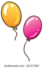 Children vector illustration of two colour flying balloons