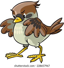 Children vector illustration of young brave sparrow