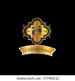 Children vector logo. Kids illustration.  