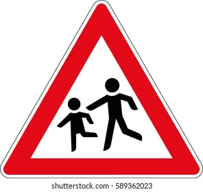 Children. Vector road sign Germany.