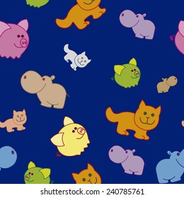 children Vector seamless texture with baby animals
