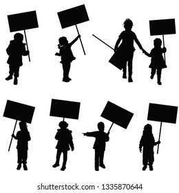 children vector silhouette with transparent set illustration
