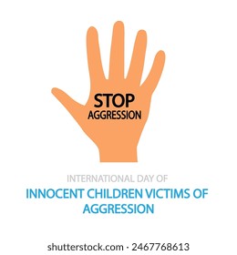 Children victims aggression hand stop aggression, vector art illustration.