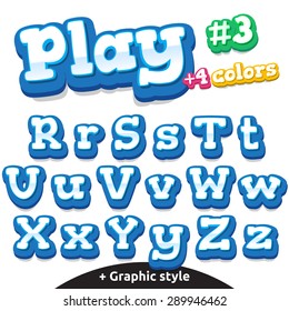 Children video game letters. Vector cute alphabet for children in cartoon style