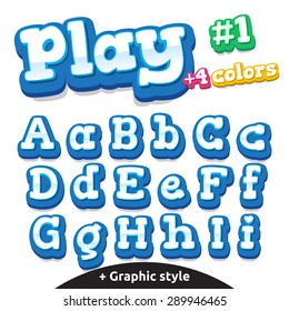 Children video game letters. Vector cute alphabet for children in cartoon style