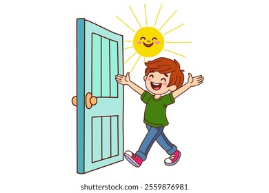 Children wake up early, clipart cartoon.