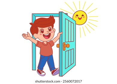 Children wake up early, clipart cartoon.