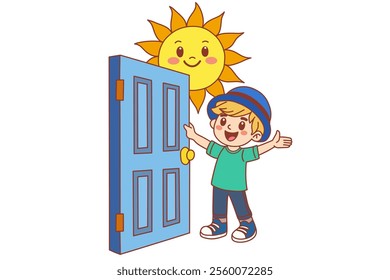 Children wake up early, clipart cartoon.