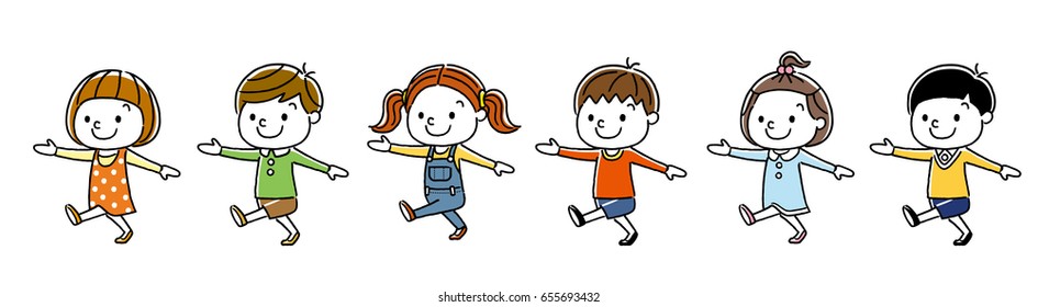 Children Walk March Stock Vector (Royalty Free) 655693432