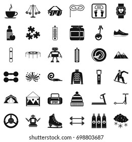 Children walking icons set. Simple style of 36 children walking vector icons for web isolated on white background