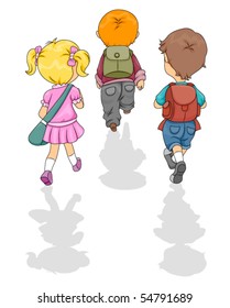 Children walking to School - Vector