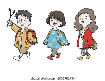 Niños caminando uno al lado del otro