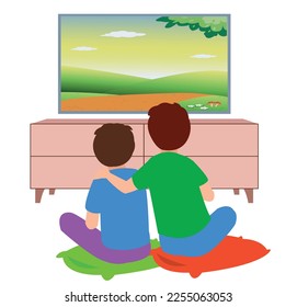 Children Watching Television In A Room