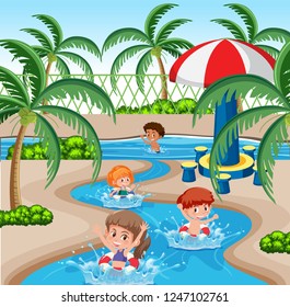 Kids Swimming Pool Illustration Stock Vector (Royalty Free) 1242608071 ...