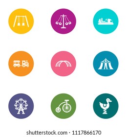 Children way icons set. Flat set of 9 children way vector icons for web isolated on white background