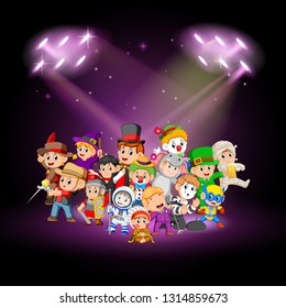 Children wearing costume on stage