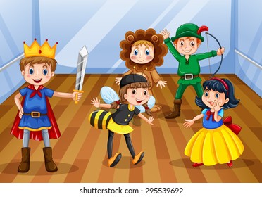 Children wearing different costume for the play