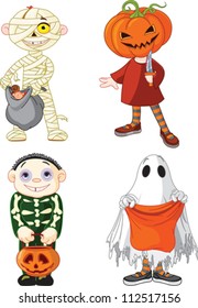 Children wearing Halloween costumes