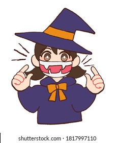 Children wearing masks and dressing up in Halloween costumes.