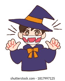 Children wearing masks and dressing up in Halloween costumes.