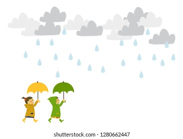 children wearing a raincoat.Illustration for the rainy season.Art of children with an umbrella.
Seasonal clip art.
