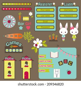 Children website vector icons set 