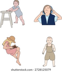 Children when doing activities illustration