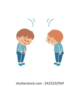 Niños que se disculpan y se disculpan, adorable material ilustrativo