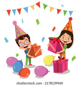 children who bought a gift for a friend who was having a birthday party