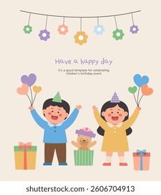 Children who are happy to receive presents on Children's Day. Children who have a gift event at a party