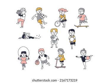 Children who move their bodies and play vigorously A set of various lessons