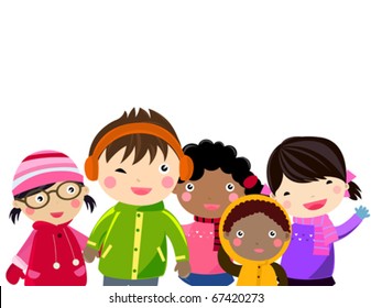 Children in winter clothes