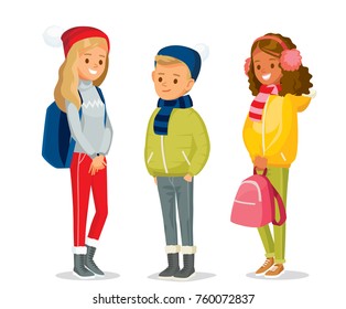 Children at the winter clothes