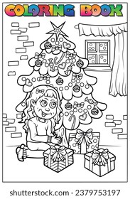 children winter coloring book (winter, Christmas, theme)