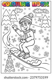children winter coloring book (winter, Christmas, theme)