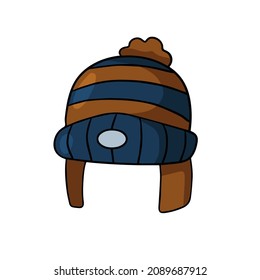 Sombrero de invierno para niños con pompa. Sombrero de niños a rayas.