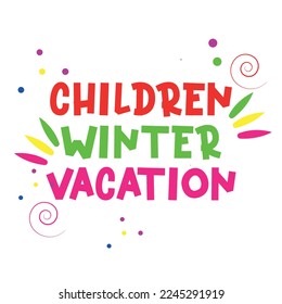 patrón vectorial del logotipo de vacaciones de invierno para niños.eps, niños, vacaciones de invierno, vacaciones escolares, diseño de camisetas.