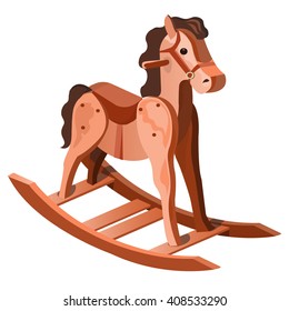 Children wooden horse. Vector illustration.