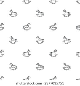 Children Wooden Toy Horse Seamless Pattern. Doodle Rocking horse Baby Background. Childish wallpaper. Childhood. Vector illustration