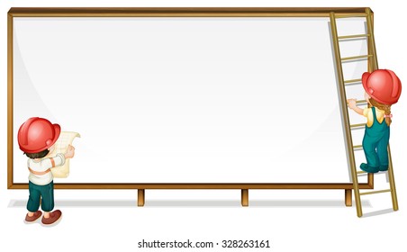 Children working on the board illustration