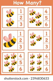 Cuento matemático de hojas de cálculo para niños. Hoja de trabajo de educación para el aprendizaje preescolar. Hoja de cálculo de números de aprendizaje.